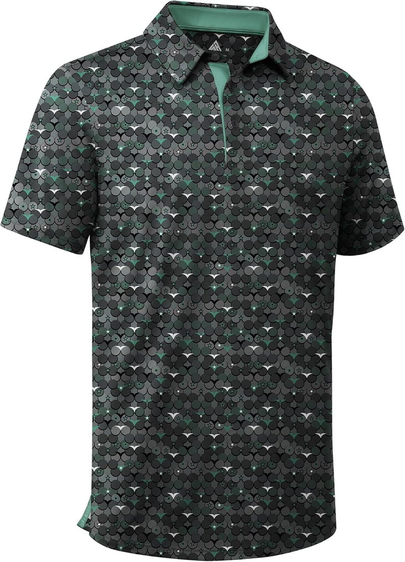 ZITY Men's Golf Shirts Short Sleeve Moisture Wicking Performance Print Patterns Casual Collared Golf Polo Shirt for Men - Image 1